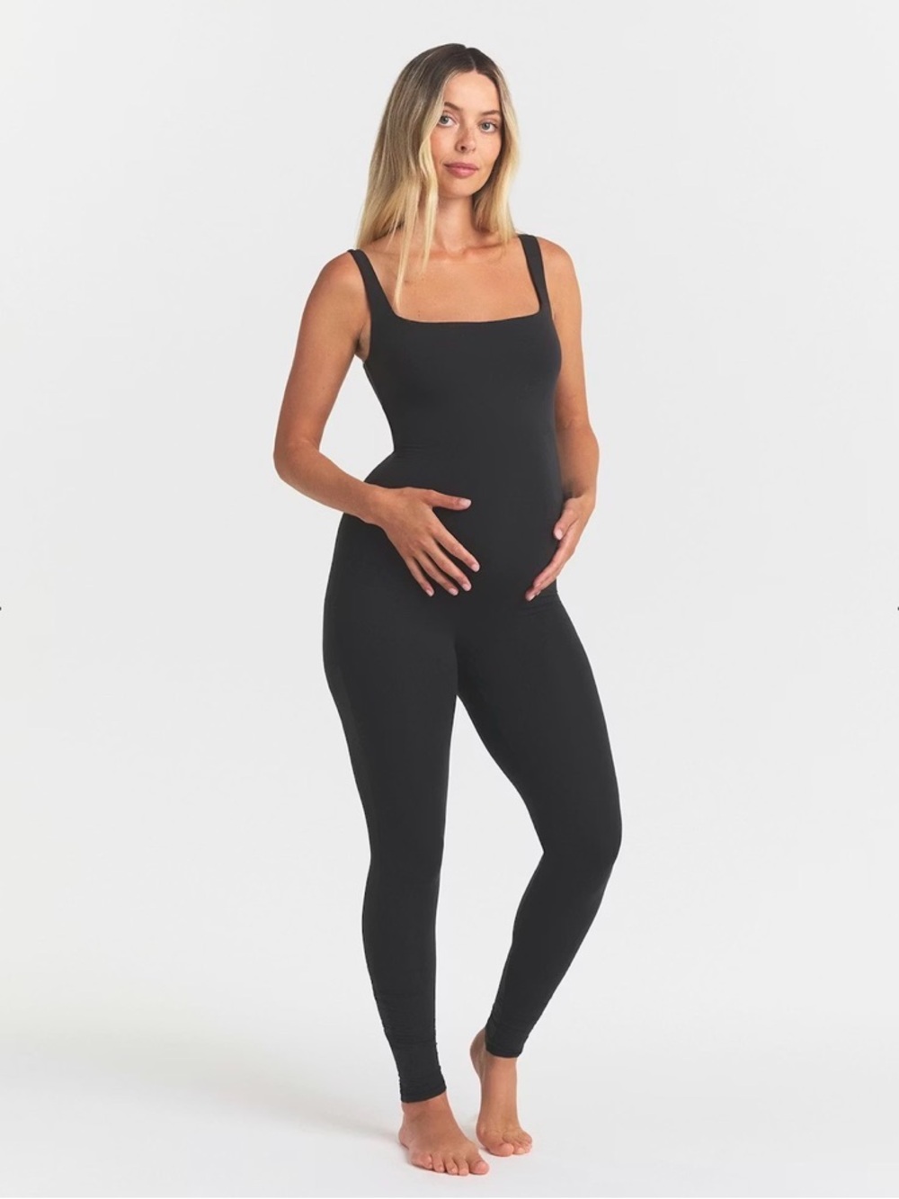SKIMS Black Cotton  Maternity Catsuit